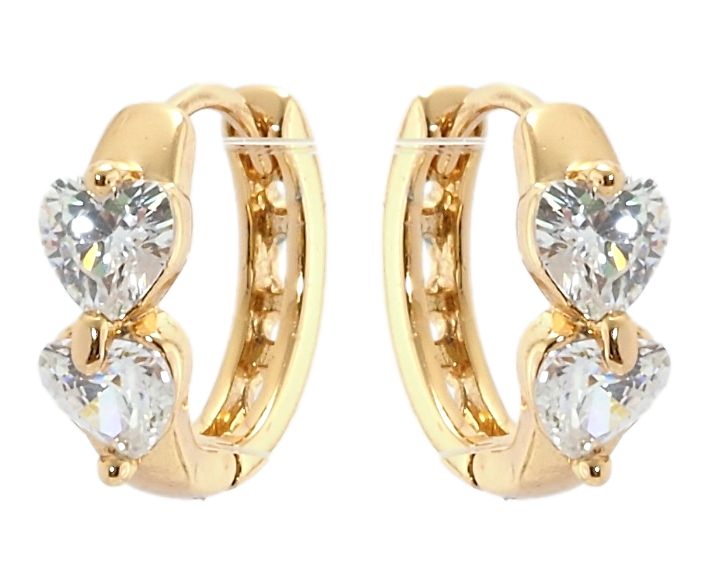 

Серьги Xuping Позолота 18K колечки "Кристальные сердечки"