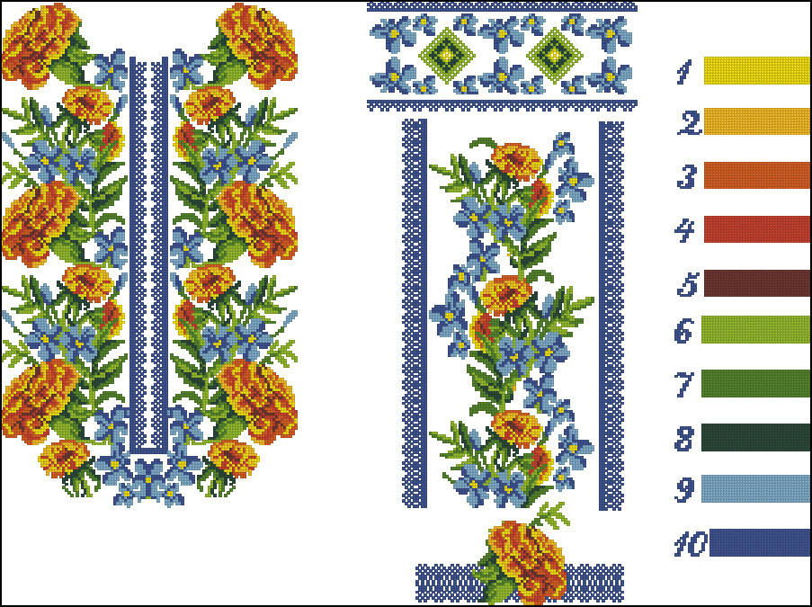 

Вишиванка для дівчинки Чорнобривці.Схема : xsd, dst, pes, jef, hus
