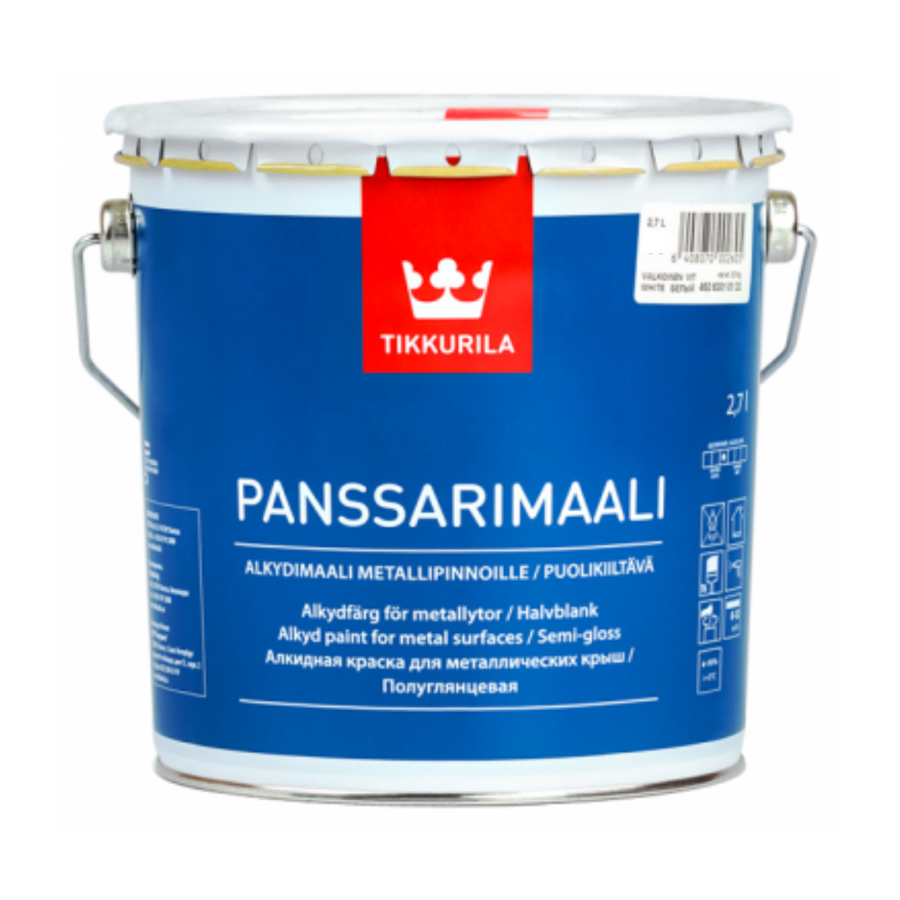 

Краска для крыш Tikkurila Panssarimaali белая полуглянцевая 2,7л, Белый