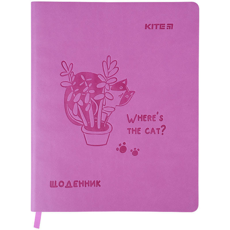 

Дневник школьный Kite Where the cat K21-283-2, мягкая обложка, PU