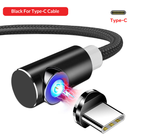 

Угловой магнитный кабель Topk AM51 2.4А USB Type-C Черный