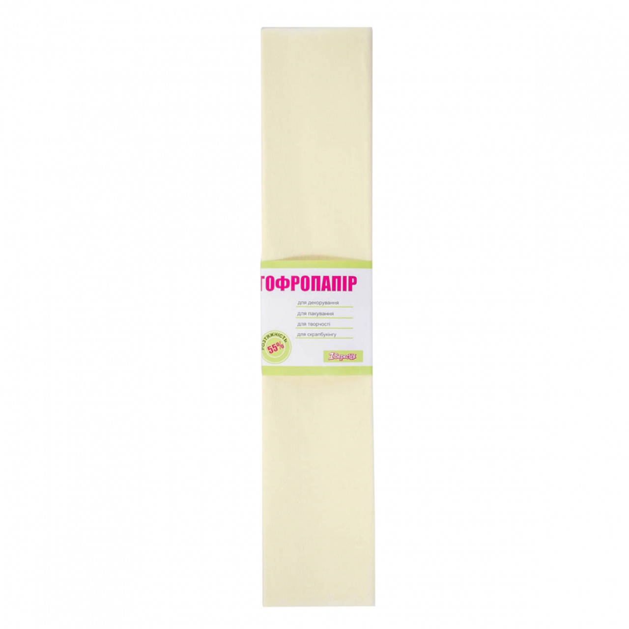 

Бумага гофрированная 55% (50см*200см) кремовая