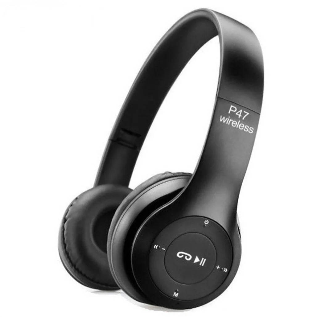 

Беспроводные Bluetooth наушники P47BT Bluetooth MP3 FM радио MicroSD Черные, Черный