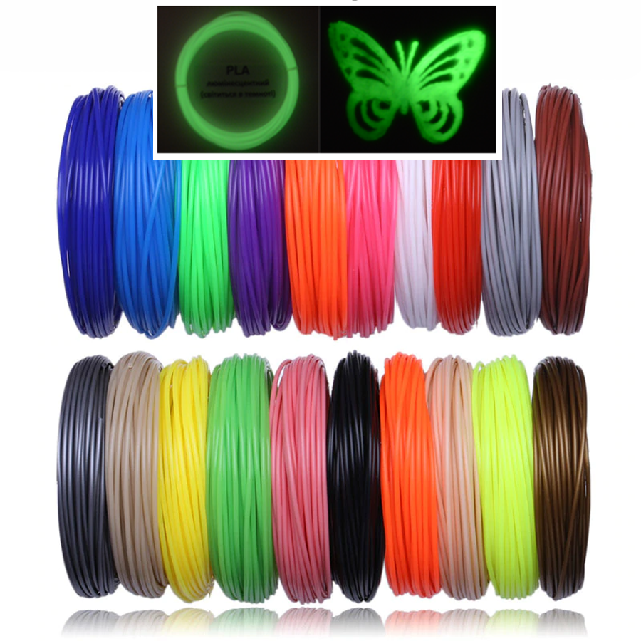 

Набор 20 цветов PLA 100м. пластика для 3D ручки ПЛА светящийся
