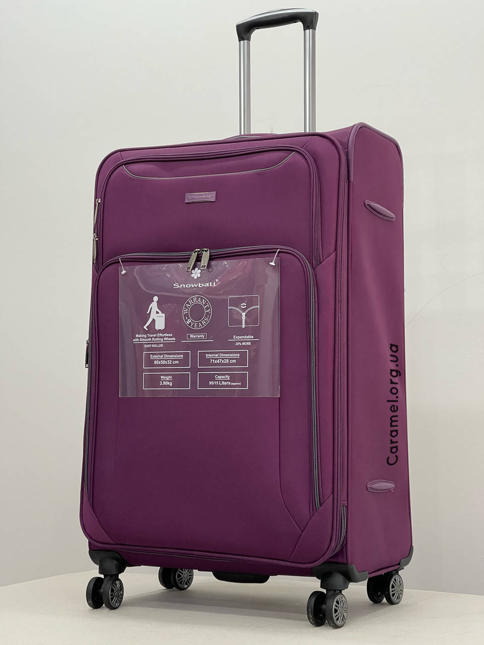

Чемодан тканевый с расширением на 4х колесах  L фиолетовый | 77x47x28 см | 110 л | 3.9 кг | Snowball