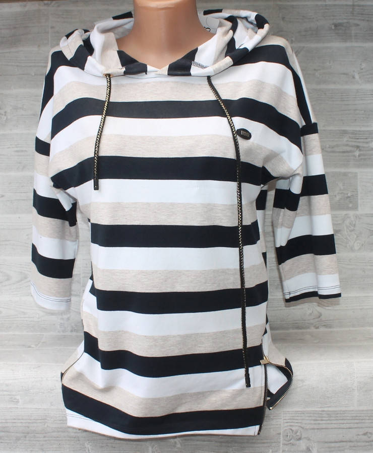 

Кофта женская в полоску с капюшоном, размеры 48-54 "VERJINIA" недорого от прямого поставщика