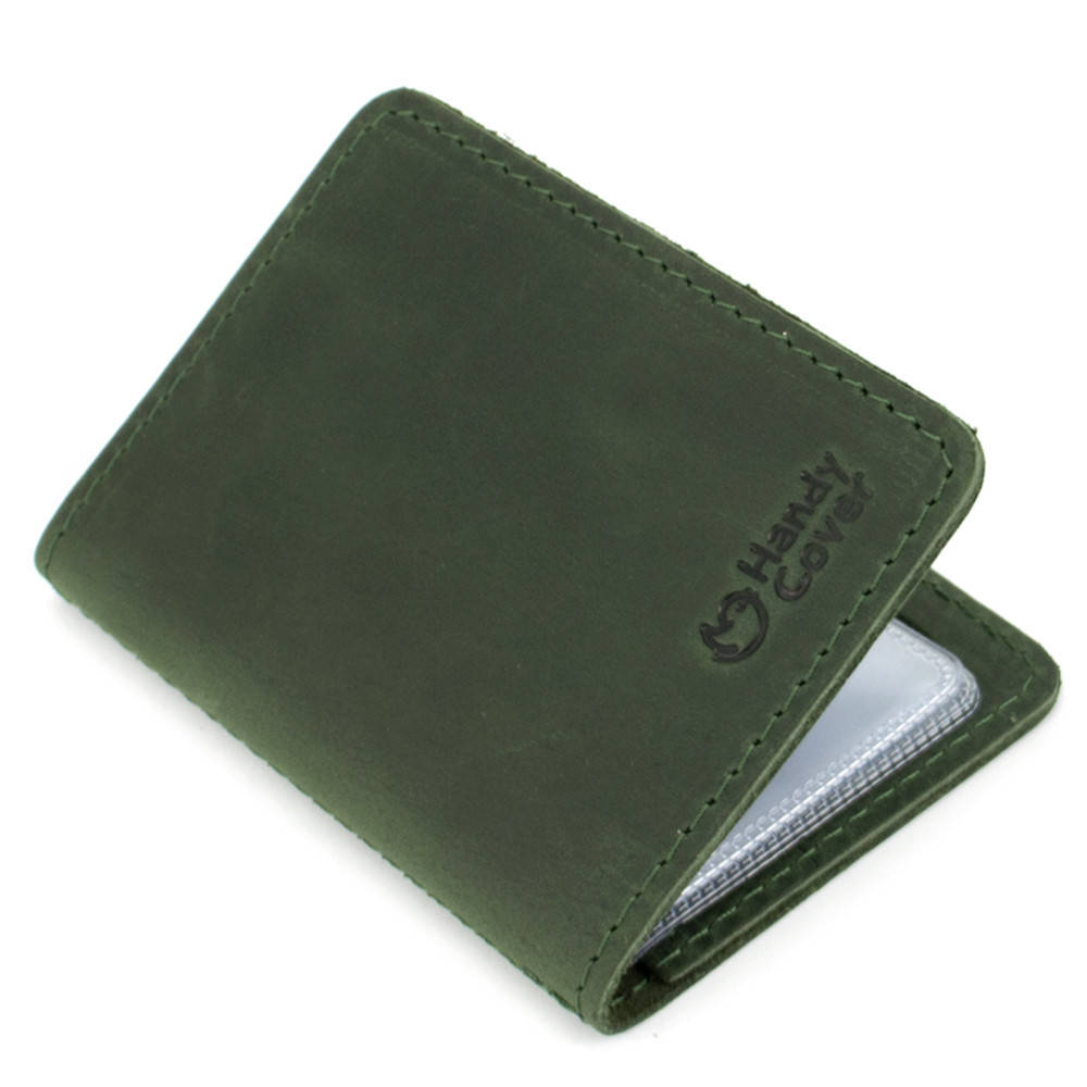 

Обложка кожаная на ID паспорт, права Handycover HC0047 зеленая, Зелёный