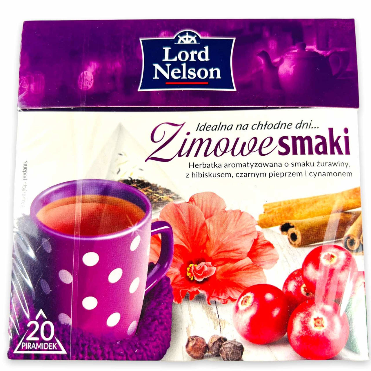 

Чай со вкусом клюквы с гибискусом, корицы, черный перец Lord Nelson Zimowe smaki 20пакет. Польша
