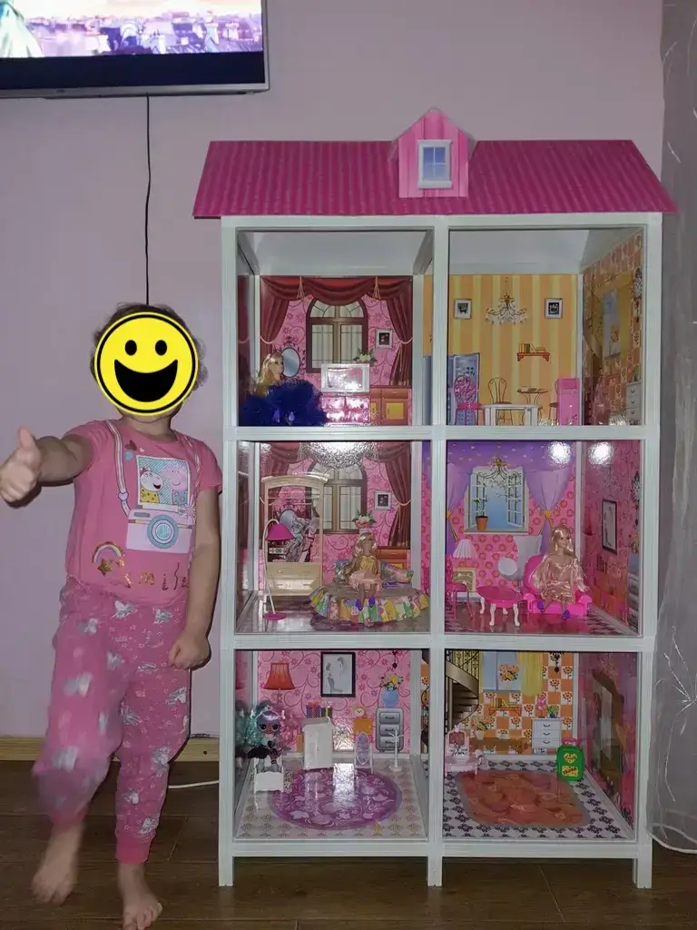 

Большой кукольный домик с мебелью и куклами Bambi 66886 Пластиковый 3х этажный домик для кукол