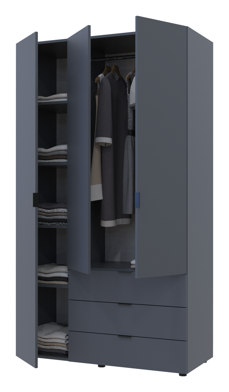 Розпашна Шафа для одягу Doros Гелар Графіт 3 ДСП 116,2х49,5х203,4 (80737074) 2