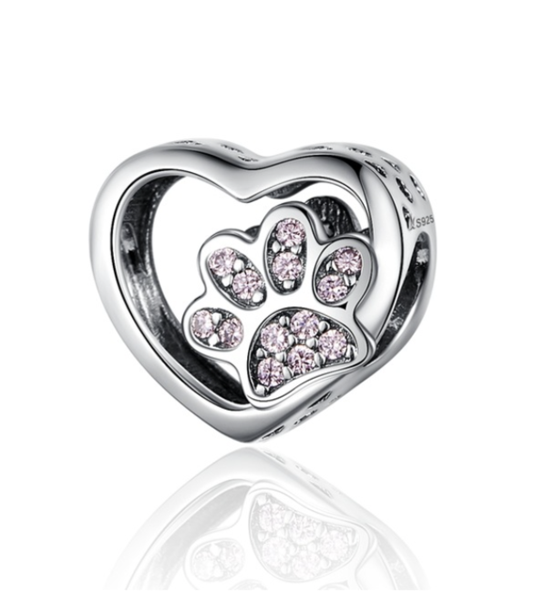 

Шарм из серебра След на сердце WOSTU розовый