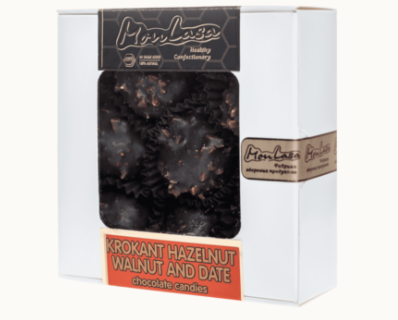 

Шоколадные конфеты MonLasa грильяж с фундуком и финиками на меду 140 г