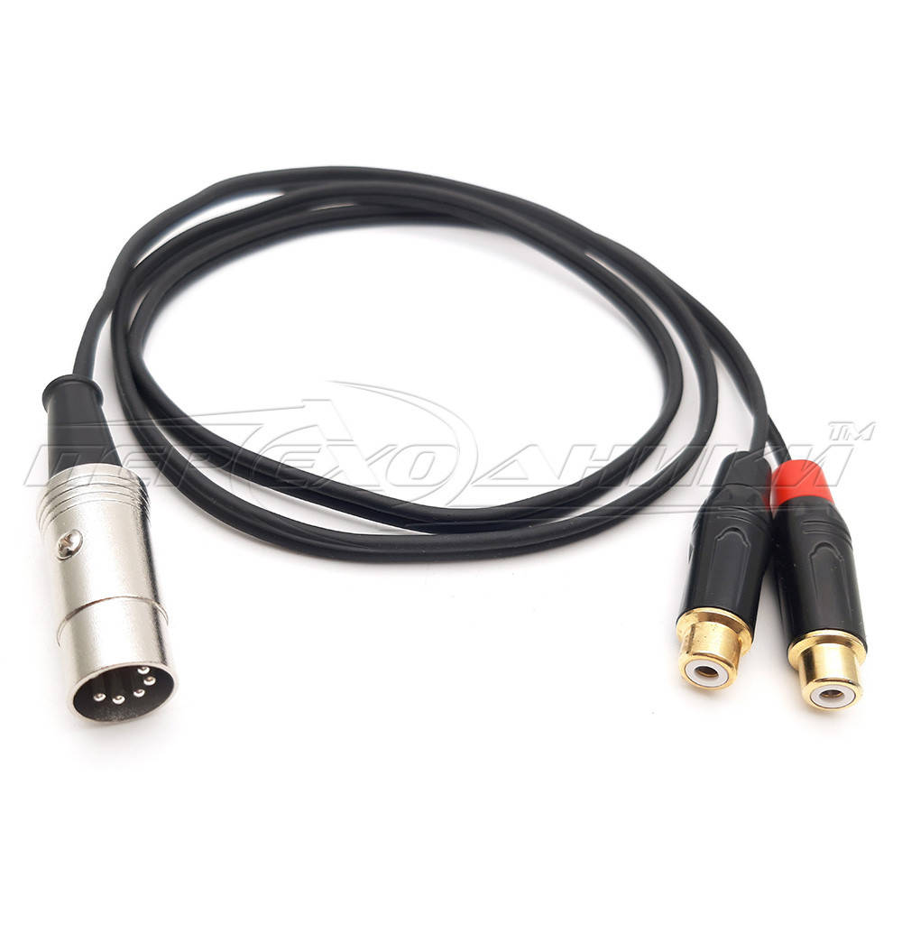 

Кабель 5 pin DIN to 2RCA - F (металл),премиум, в экране, Черный