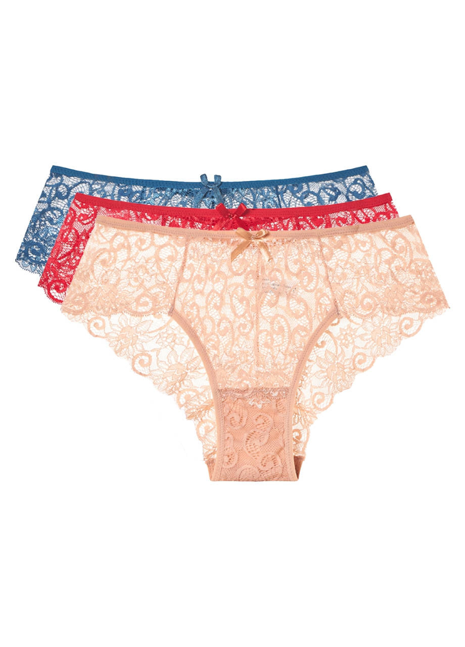 

Комплект 2 (3шт.) женских трусиков слипов кружевные, Разные цвета