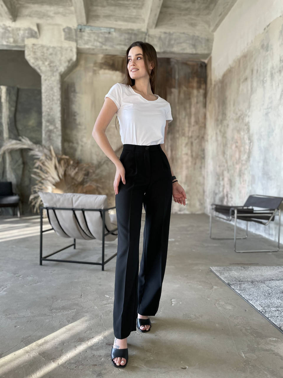 

Женские черные брюки клеш (NM-02BCH) XL, Черный