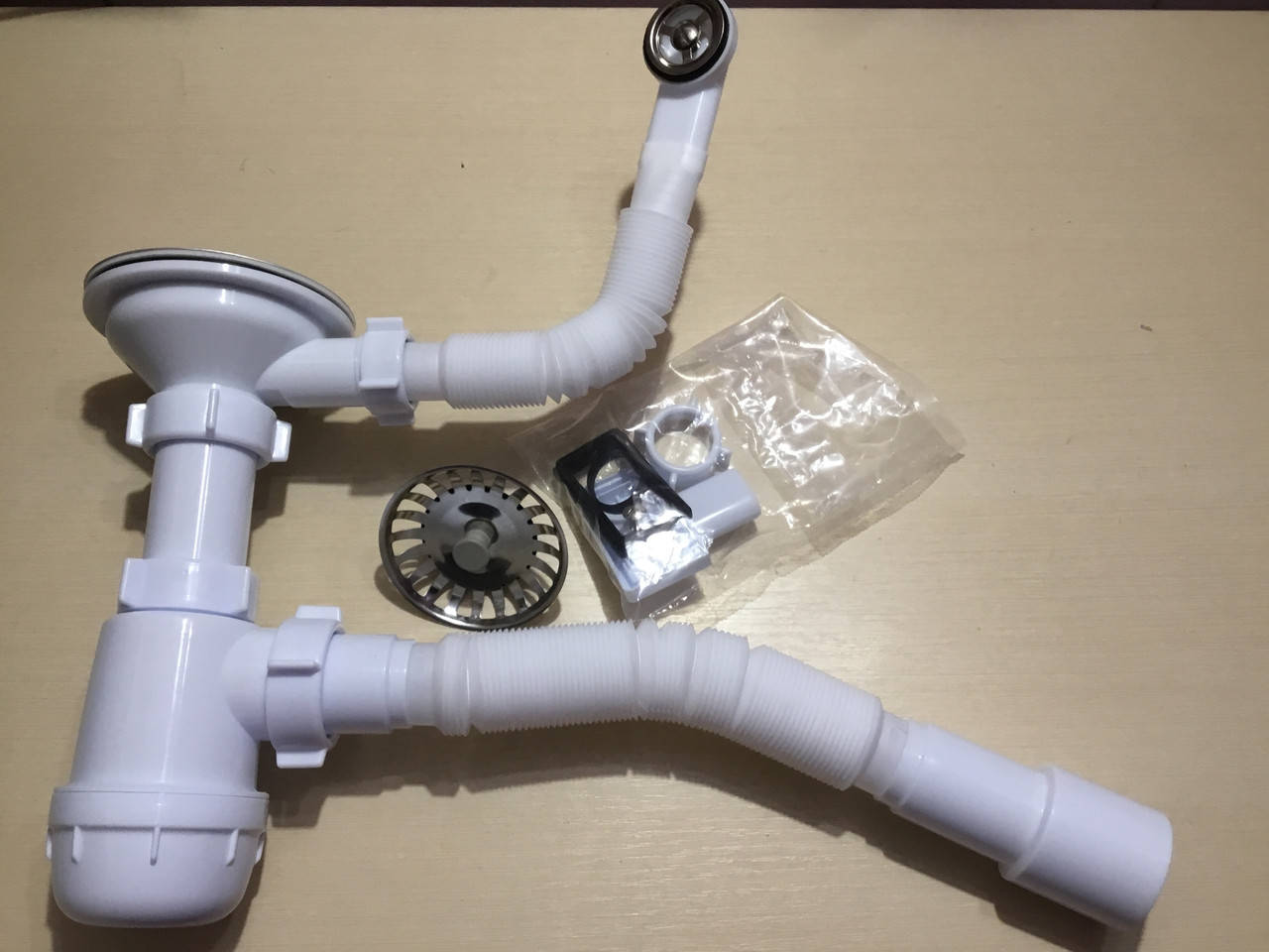 

Сифон для мойки ANI Plast (для нержавейки и каменной мойки), Белый