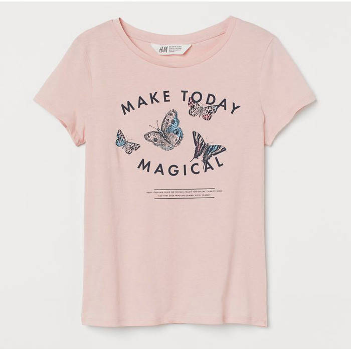 

Детская футболка Бабочки H&M для девочки 8-10 лет – р.134/140 /26581/, Розовый