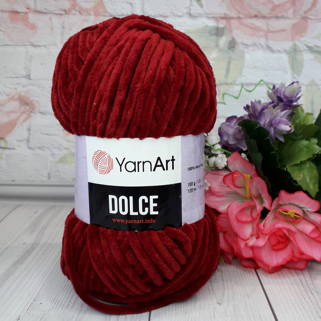 

Плюшева пряжа YarnArt Dolce (Ярнарт Дольче), бордовий