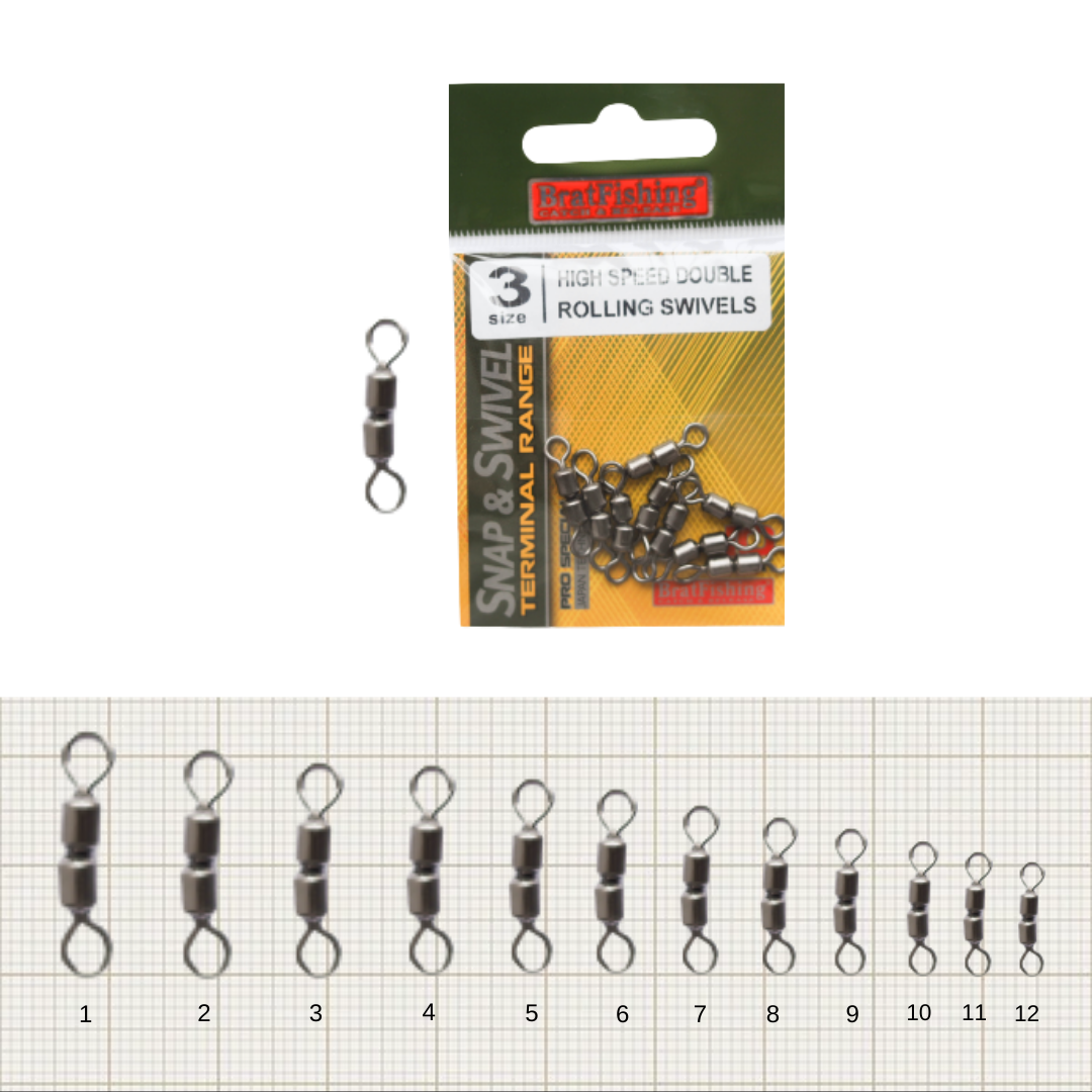 

Вертлюг ПОДВІЙНИЙ BratFishing High Speed Double Rolling Swivel №12 (10шт в уп)