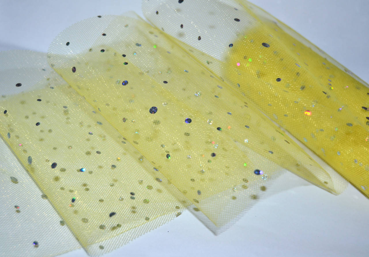 

Фатин Горох срібло, 15см, колір- жовтий