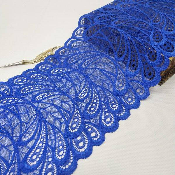 

(1 метр) кружево Перо гипюр стрейч, 17см Цвет синий-электрик (РС-94СЭ)