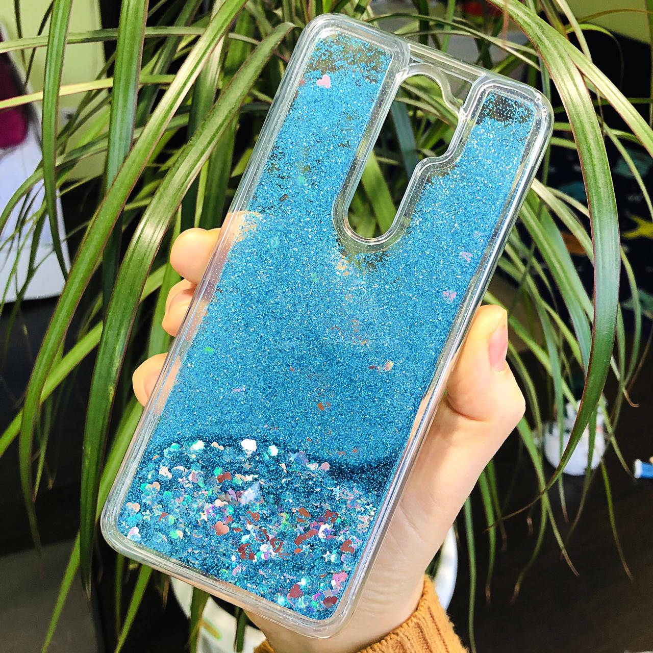 

Чехол Glitter для OPPO A5 2020 бампер жидкий блеск Синий