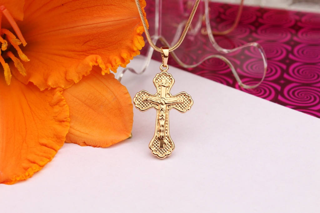 

Крестик Xuping Jewelry ажурная сетка 3 см золотистый