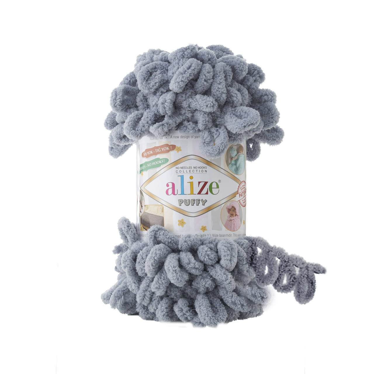 

Пряжа Alize Puffy 428 серый