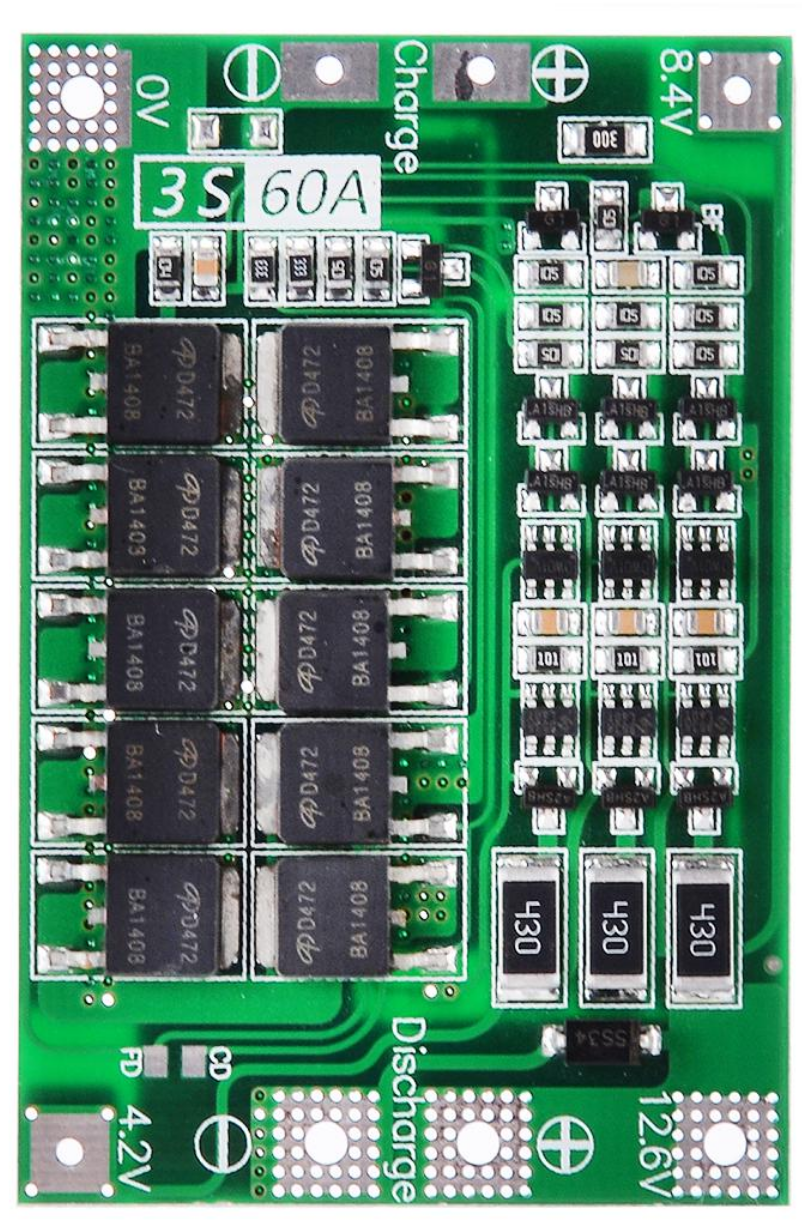 

Модуль защиты и контроля заряда BMS Li-Ion 18650 3S 60A
