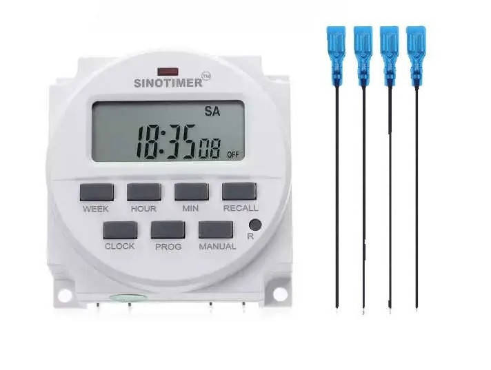 

Таймер недельный Sinotimer TM618N-2 программируемый 220V переменного тока + 4 коннектора для подключения