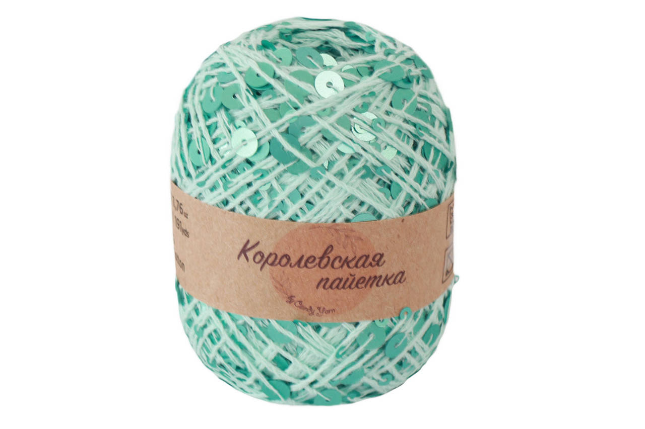 

Candу Yarn "Королевская пайетка", Мята, 3мм+6мм