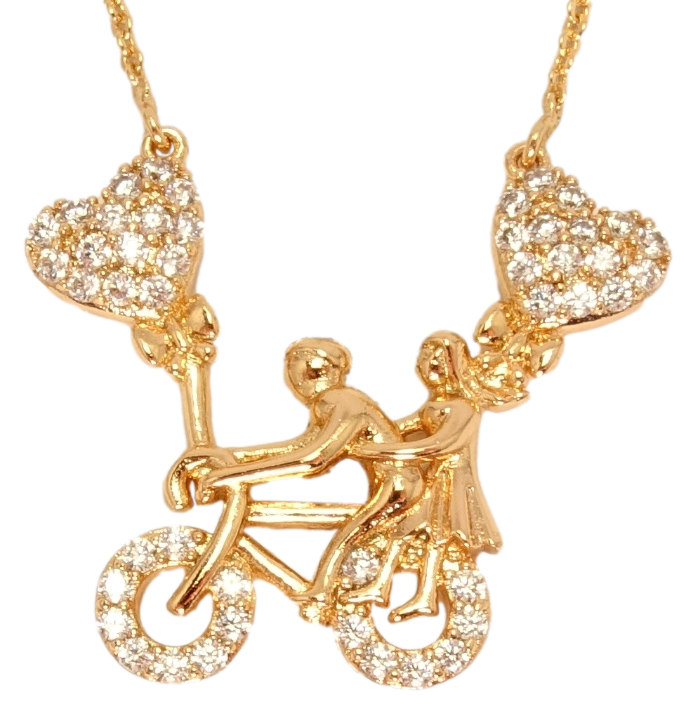 

Кулон на цепочке Xuping Позолота 18K "Влюбленные на велосипеде" длина 45-48,5см х 1мм