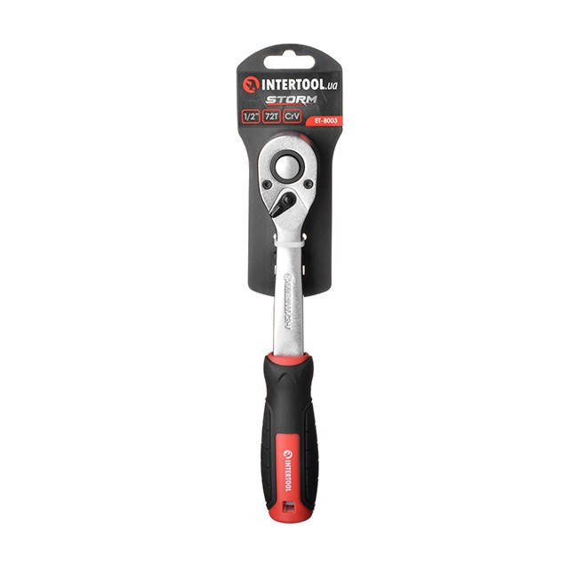 

Рукоятка с храповым механизмом (трещотка) 1/2'' 72 зубца INTERTOOL ET-8003