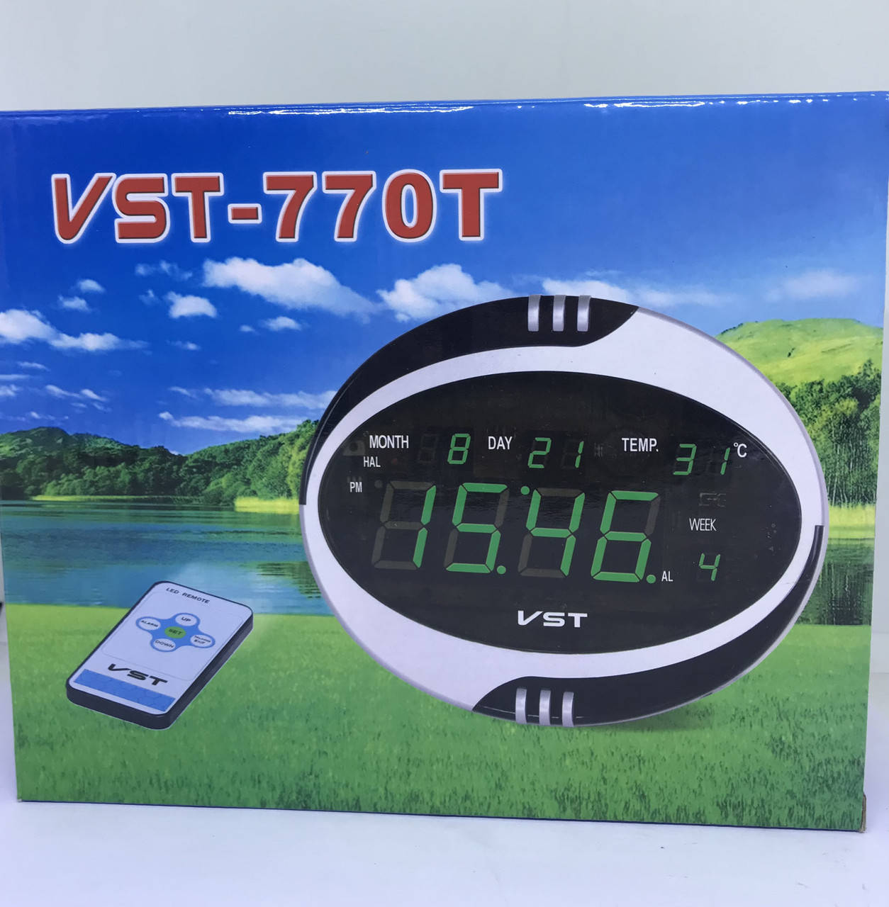 

Электронные часы LED VST 770T-4 зелёные с пультом
