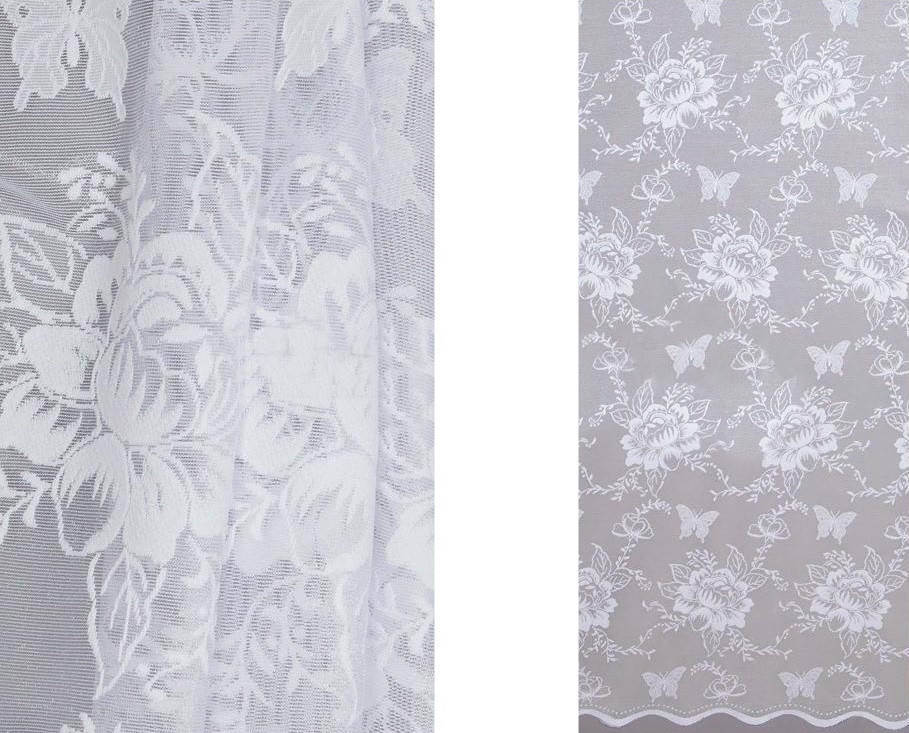 

Белый жаккардовый тюль с цветочным рисунком Высота: 1,6 м