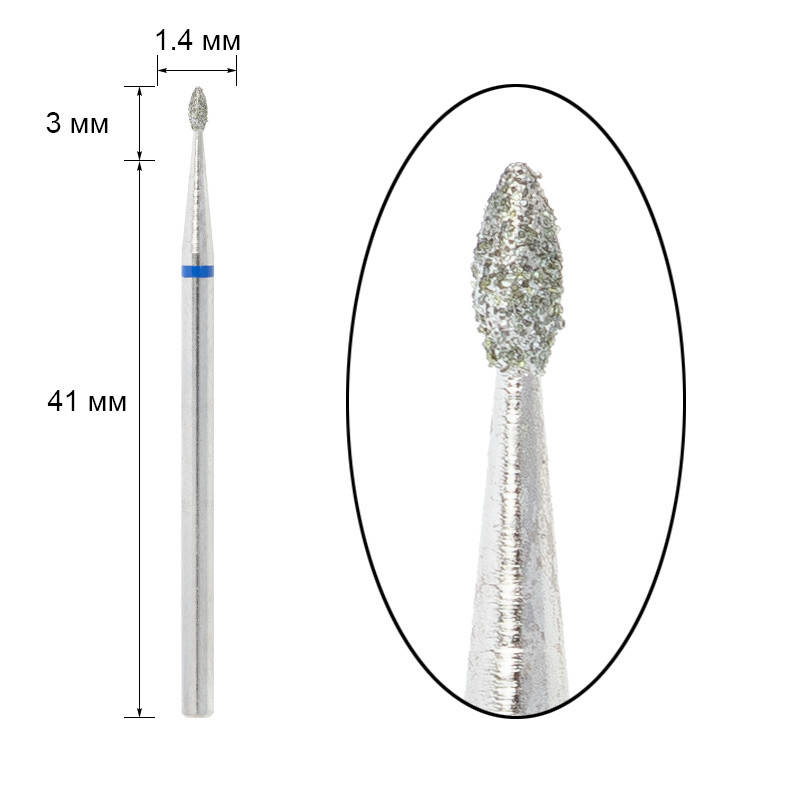 

Фреза алмазная Vladmiva - почка диаметр 1,4 мм, рабочая часть 3 мм, синяя, Синий