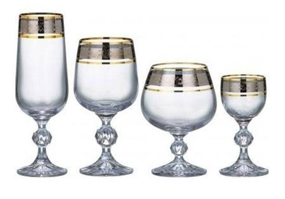 

Подарочный набор бокалов Bohemia Claudia из 24 предметов декор платина Чехия, Прозрачный