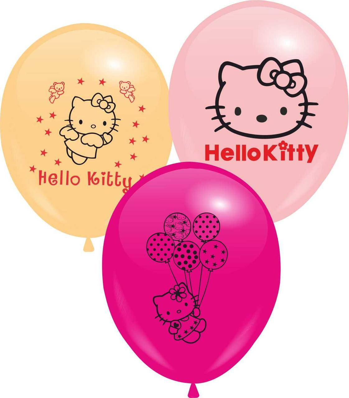 

Кулі 12" з мал. "Hello Kitty", 1 стор., Разные цвета