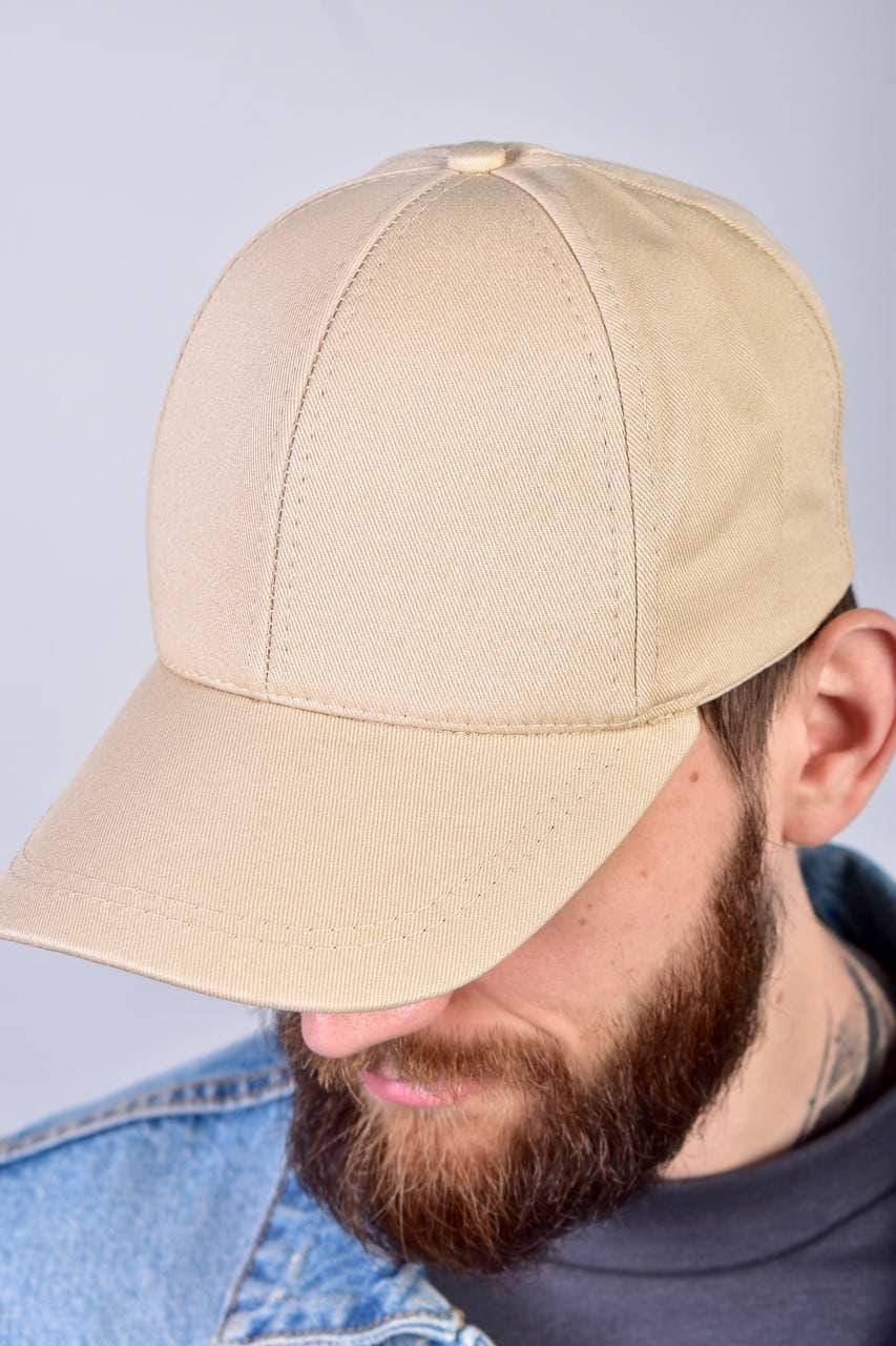 

Мужская кепка бейсболка однотонная бежевая одноцветная базовая, Бежевый