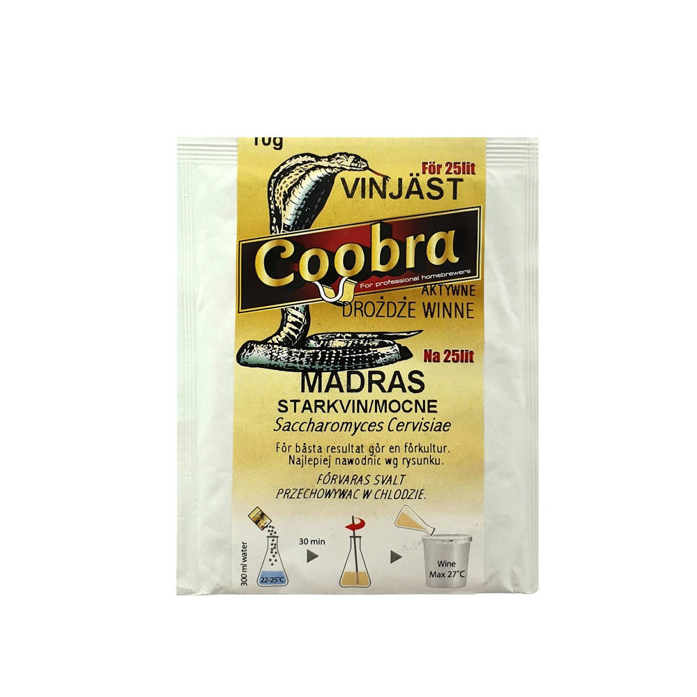

Сухие дрожжи для красного вина Coobra Madras