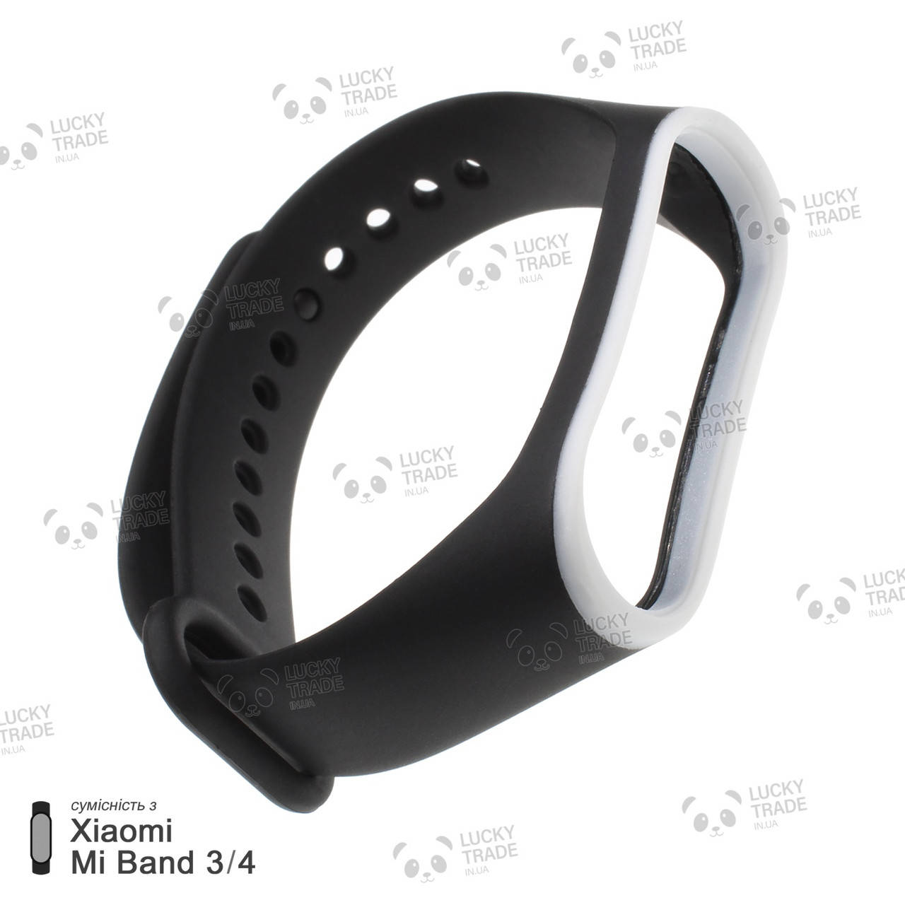 

Ремешок Xiaomi Mi Band 4 / 3 силиконовый двухцветный браслет с рамкой Черный / Белый [2176]