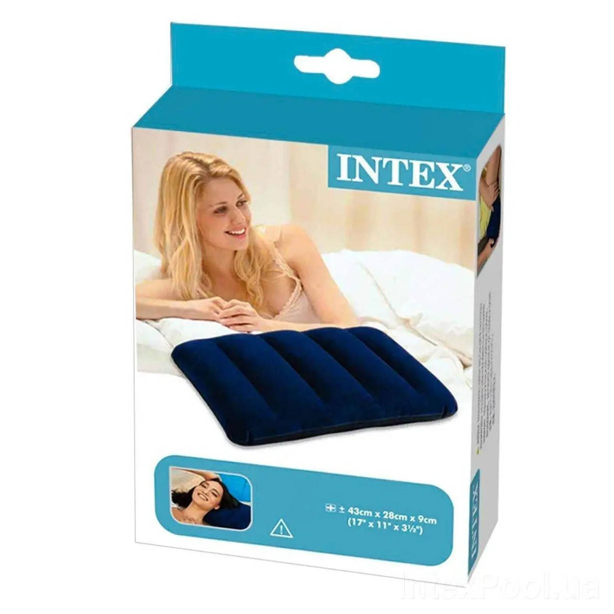 

Надувна подушка Intex 68672 для подорожей 43 х 28 х 9 см Дорожня, зручна подушка для сну та відпочинку, Синий