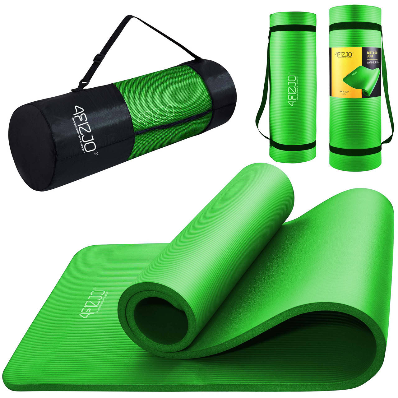 

Коврик (мат) спортивный 4FIZJO NBR 1 см для йоги и фитнеса 4FJ0017 Green, Зелёный