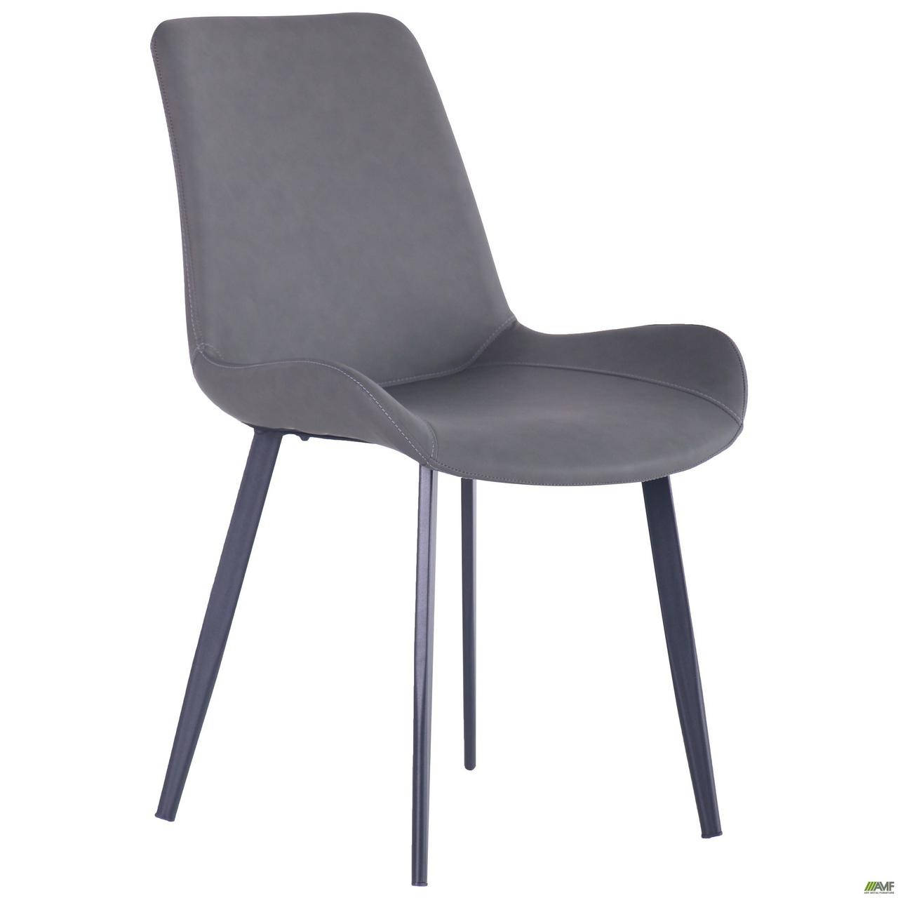 

Стул обеденный кухонный из эко кожи на металлических ножках Chris черный/серый