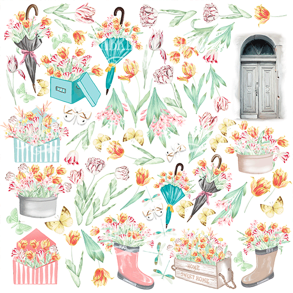

Папір з елементами для вирізання - Scent of spring - Fabrika Decoru - 30x30