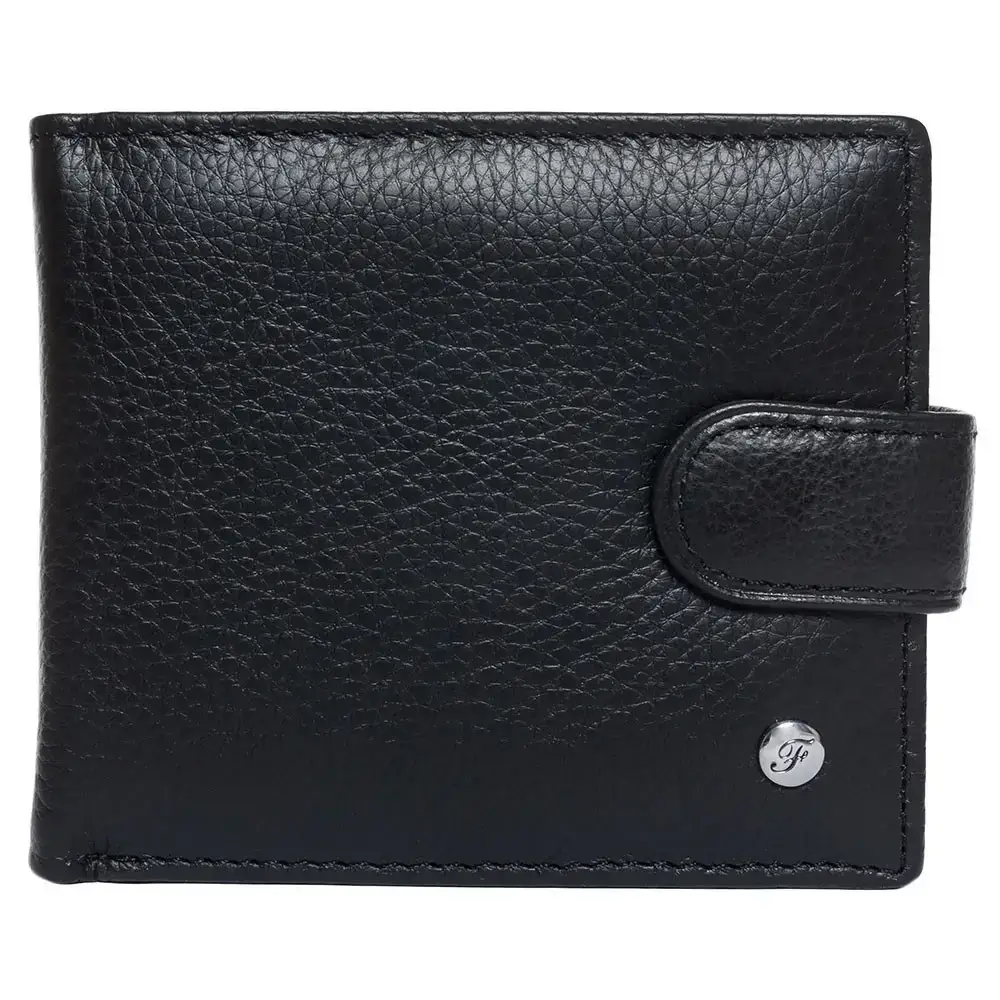 

Черный кожаный мужской кошелёк с отделением для кредиток F-34 Leather