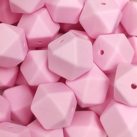 

Гексагон 14 мм бусина силиконовая Розовый baby pink