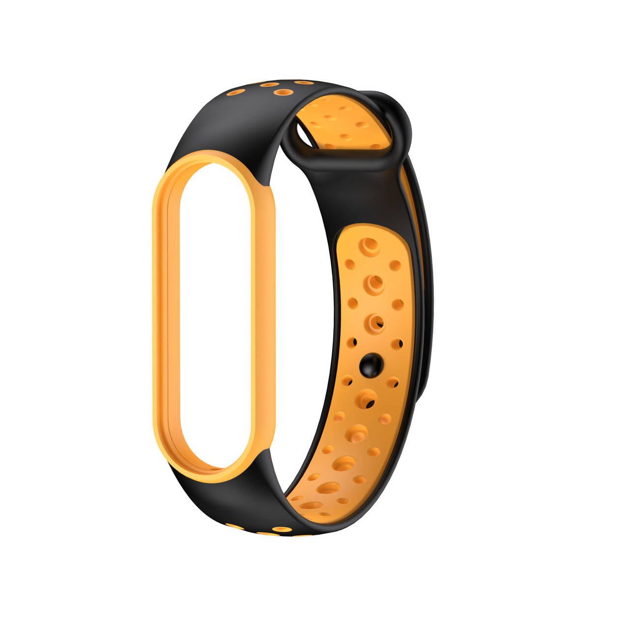

Mi band 5 ремешок ми бенд 6 перфорированный черно-желтый