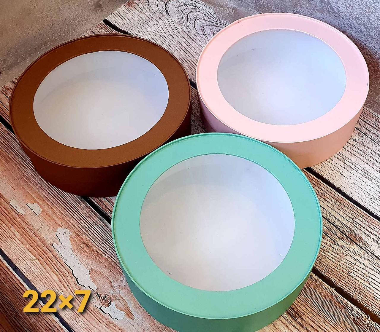 

Коробка круглая с прозрачной крышкой, без наполнения, Коричневый