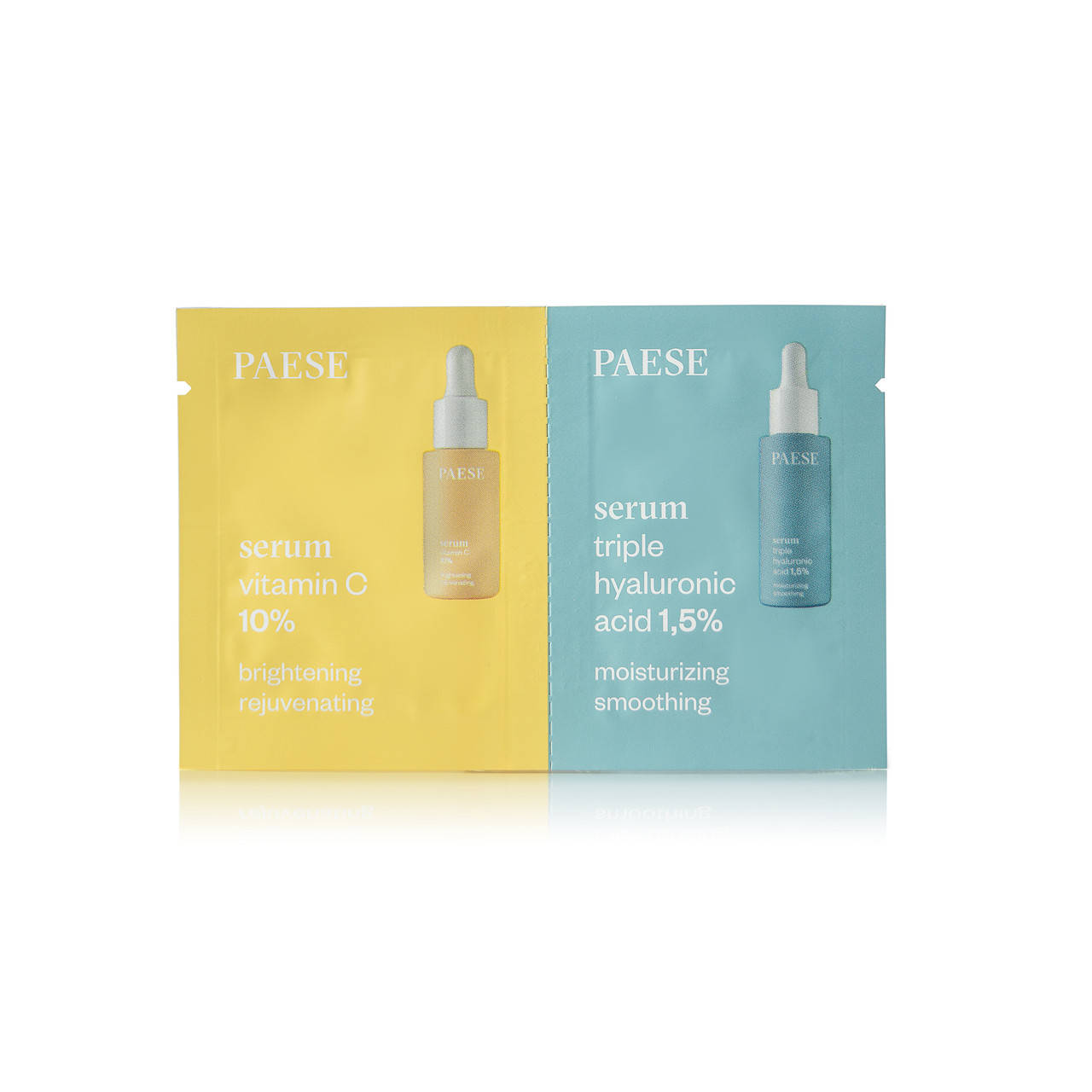 

Саше SERUM VITAMIN C 10% (1ml) + SERUM HYALURONIC ACID 1.5% (1ml) PAESE (2ml)